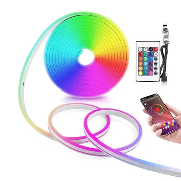 5V USB RGB Neon LED Strip – 5M Neon Tape with Bluetooth App & Remote Control Shopbizz Wholesale