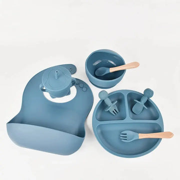 Children's Dishes Set Baby Silicone 6 piece Tableware Set Suction Cups Forks Spoons Bibs Straws Cups Mother and Baby Supplies Shopbizz Wholesale
