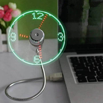 USB Clock Fan with LED Time & Temperature Display | Cool Night Light Gadget for Laptop & PC Shopbizz Wholesale