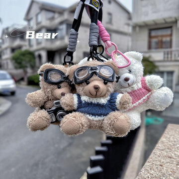 Pilot Bear Plush pendant Creative cute doll doll Bear bag keychain pendant