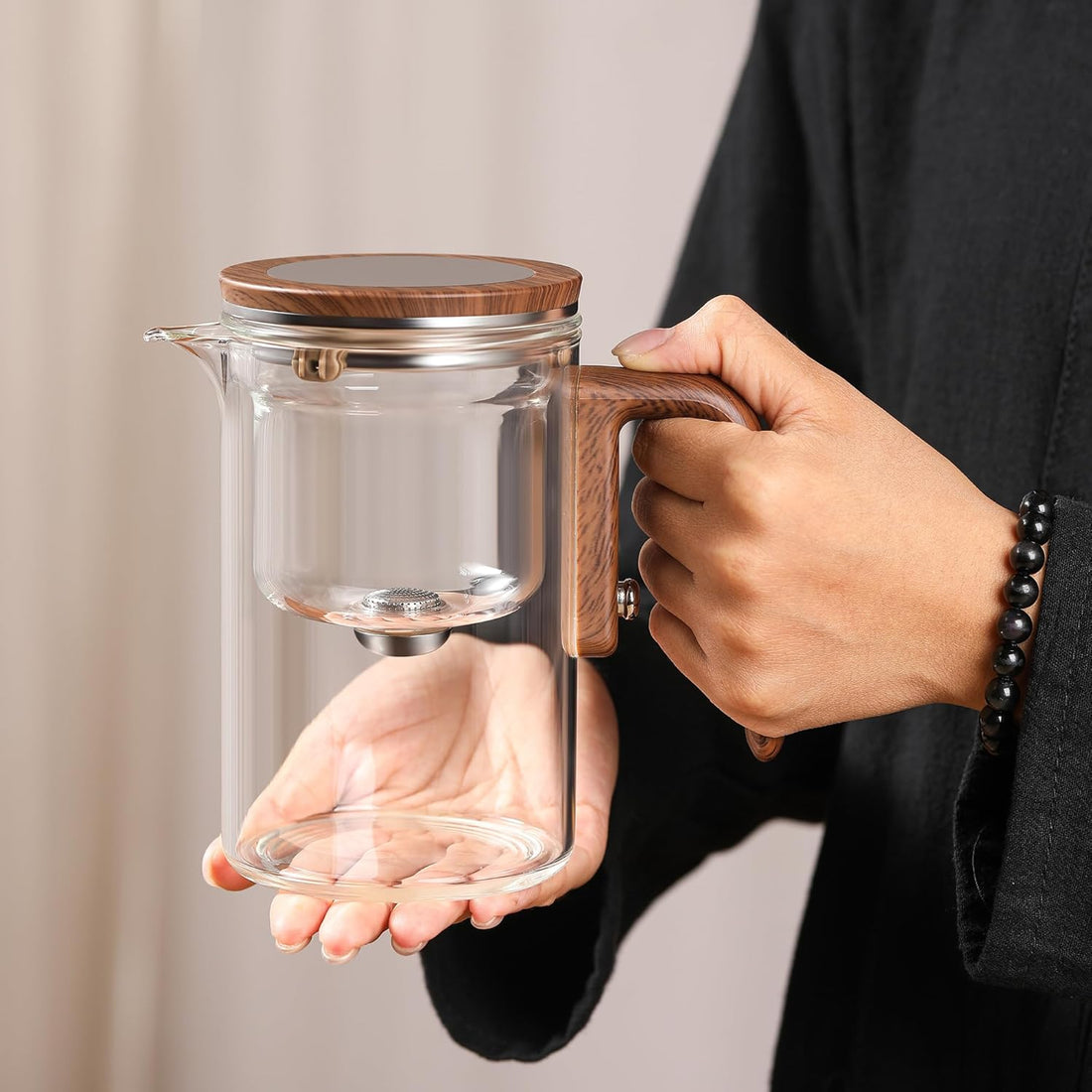 Heat Resistant Glass Teapot – One-Click Tea Filtering & Water Separation Tea Maker for Home Teaware