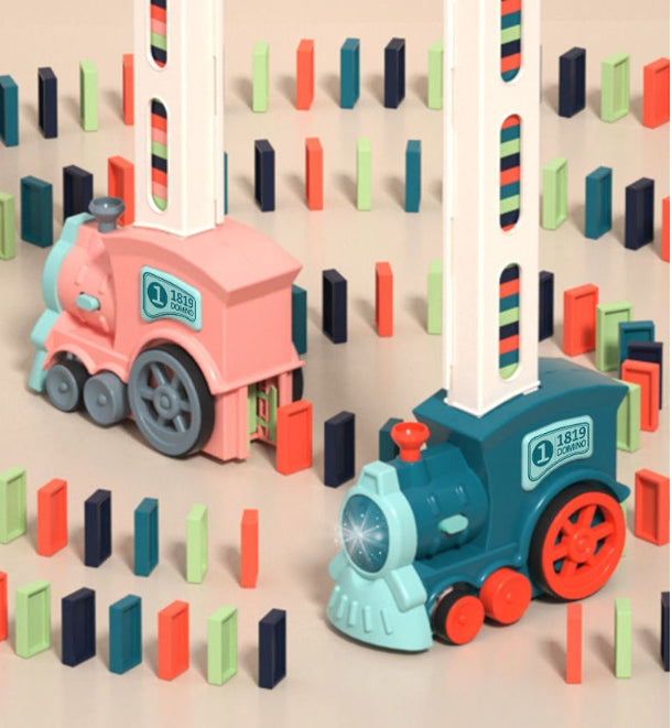 Domino electric little train children's building blocks automatically put fun educational toys