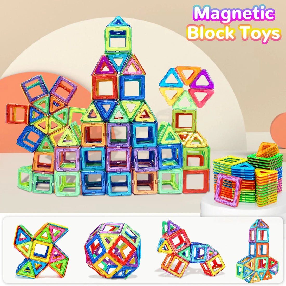 60 pcs Magnetic Building Blocks DIY Magnets Toys medium size STEM Toys Construction Toys Learning Educational Magnet Toys