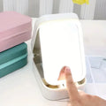 1pc Portable LED Makeup Mirror with Storage - USB Rechargeable, Perfect for Travel and Home Use Shopbizz Wholesale