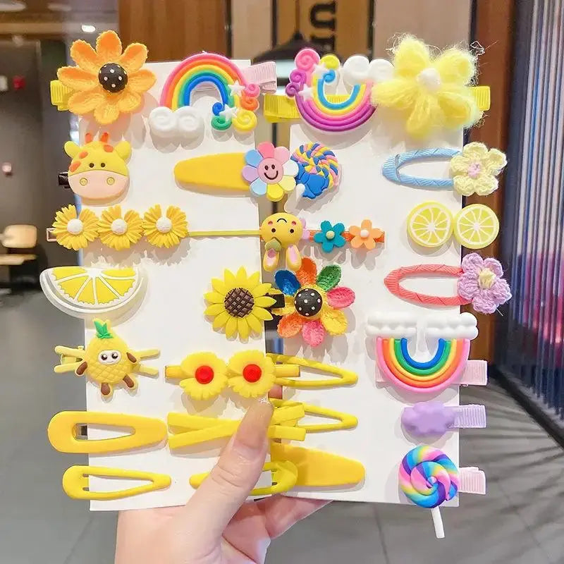 🎀 28PCS/14PCS Cute Hair Accessories Set – Cartoon, Flower & Fruit Hair Clips for Girls 🍓🌸 Shopbizz Wholesale