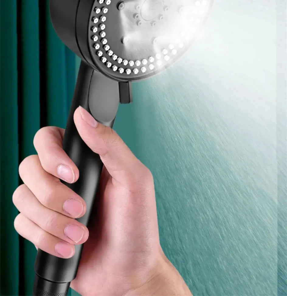 8 Modes High-Pressure Shower Head Fall Resistance Black Handheld Showerhead Water Saving Bathroom Shower Accessories Shopbizz Wholesale