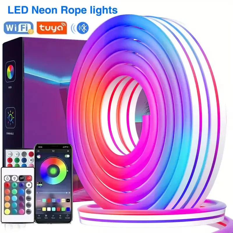 5V USB RGB Neon LED Strip – 5M Neon Tape with Bluetooth App & Remote Control