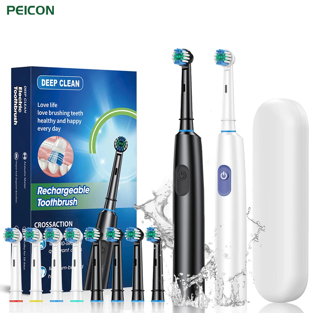 Electric Toothbrush for Adults – Deep Clean & Teeth Whitening, Ultrasonic Rotation with 4 Replacement Heads