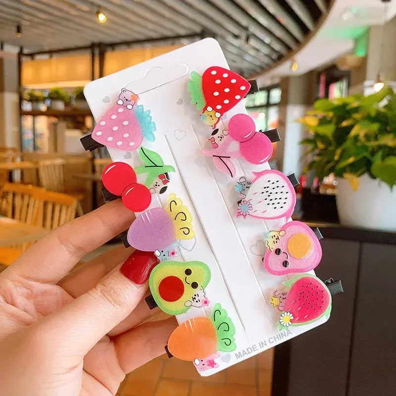 10PCS/Set New Girls Cute Cartoon Animals Drink Hairpins Kids Lovely Hair Decorate Barrettes Hair Clips Fashion Hair Accessories Shopbizz Wholesale