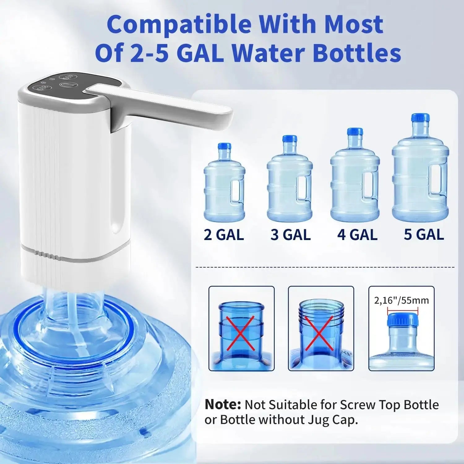 Water Bottle Pump for 5 Gallon Water Bottle Dispenser Pump Automatic Drinking Water Pump Portable Electric Water Dispenser Shopbizz Wholesale