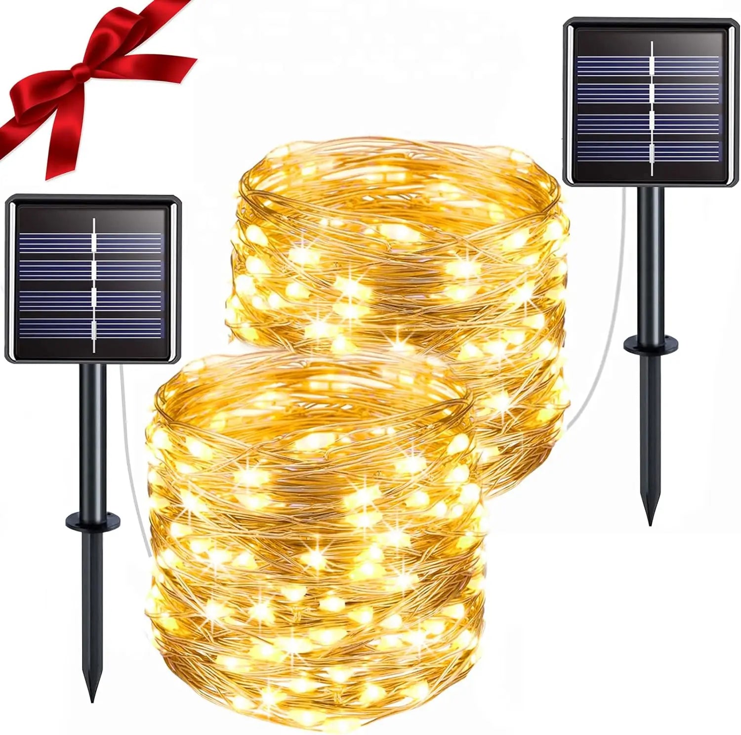 Pack of 2- 33ft Solar Fairy String Lights – 100 LED Blue Copper Wire Lights | Outdoor Solar Christmas Lights for Garden, Patio & Decor (14.99/count)