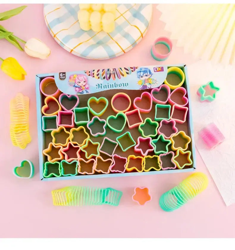 10Pcs Mini Plastic Rainbow Neon Magic Spring Toys for Kids Birthday Party Favors Baby Shower Christmas Party Gifts Pinata Filler Shopbizz Wholesale