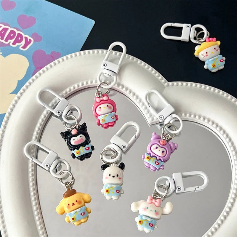 🌟 35PCS Hello Kitty Keychain Set – Kurumi, Cinnamon, Melody, Pudding Dog 🎀 Cute Anime Charms for Bags, Phones & Backpacks 🎁 ( ($ 0.54/count)