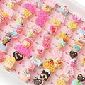 10pcs Children's Cartoon Rings Candy Fruit Flower Animal Mix Multicolor Finger Jewelry Rings Kids Girls Gift Shopbizz Wholesale