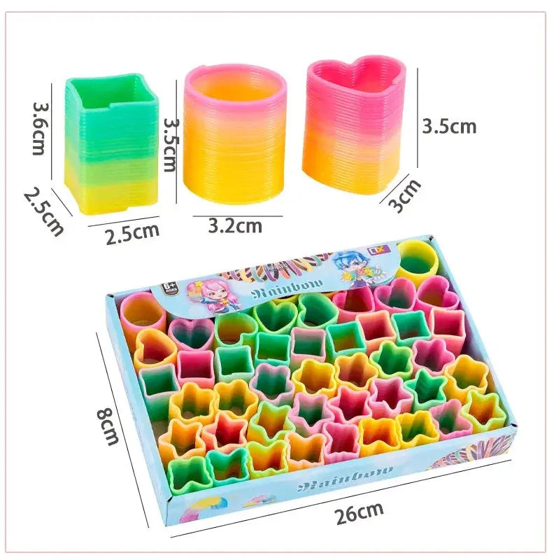 10Pcs Mini Plastic Rainbow Neon Magic Spring Toys for Kids Birthday Party Favors Baby Shower Christmas Party Gifts Pinata Filler Shopbizz Wholesale