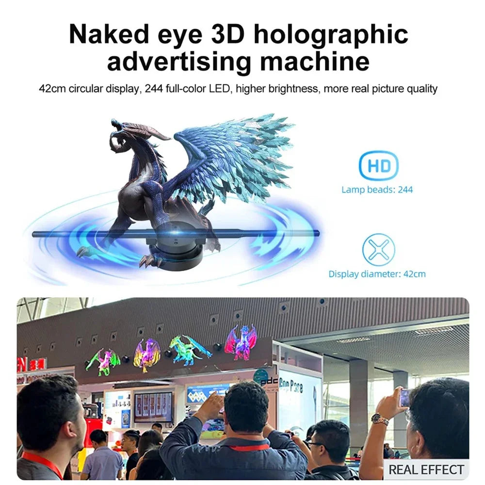 16.1" 3D Holographic Fan | High-Resolution Advertising Display with 2 Blades