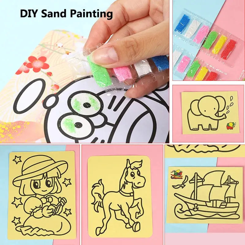 12Pcs Drawing Toys Sand Painting Pictures DIY Crafts Education Toy for Kids Birthday Baby Shower Party Favors Treat Bag Fillers Shopbizz Wholesale