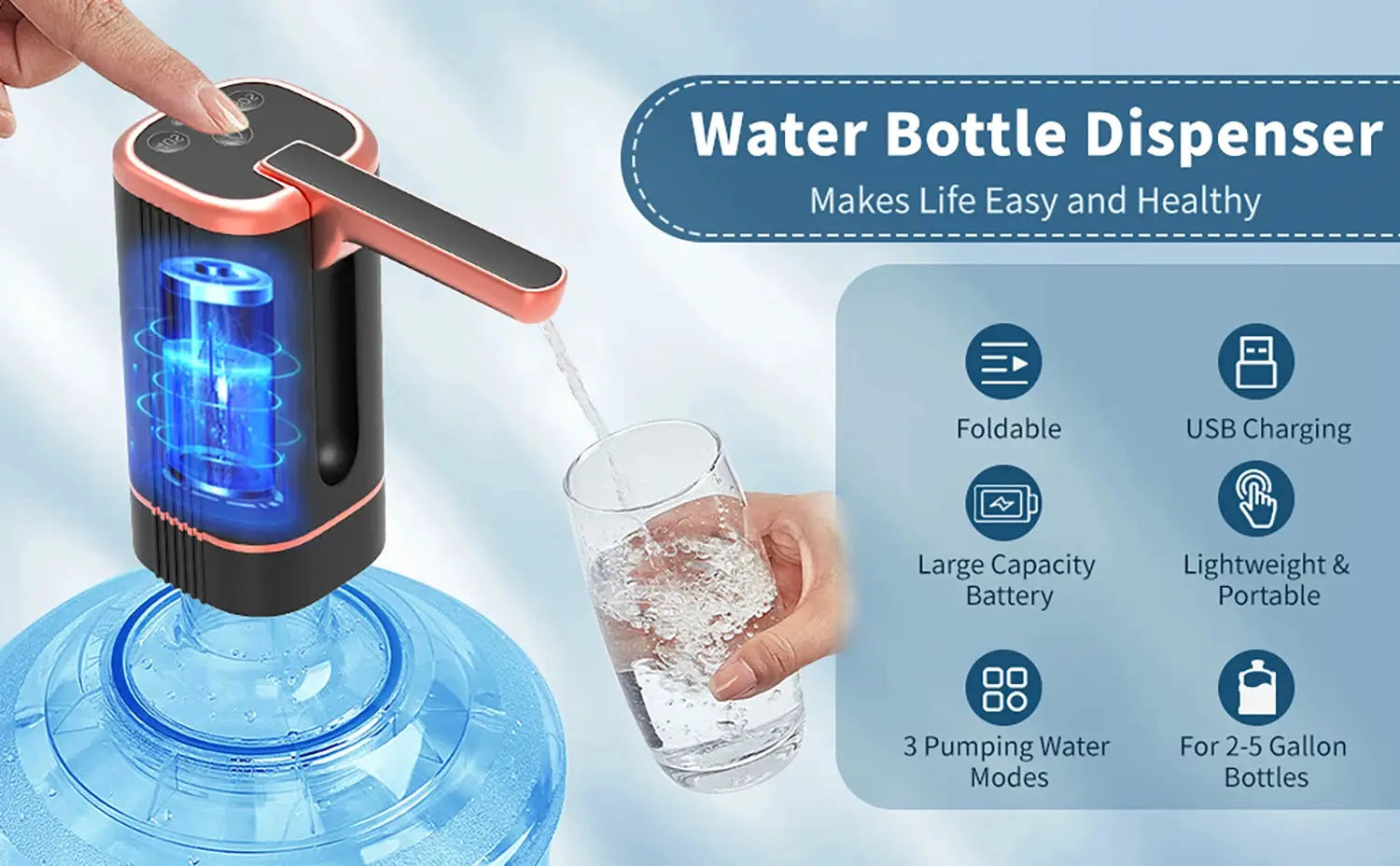 Water Bottle Pump for 5 Gallon Water Bottle Dispenser Pump Automatic Drinking Water Pump Portable Electric Water Dispenser Shopbizz Wholesale