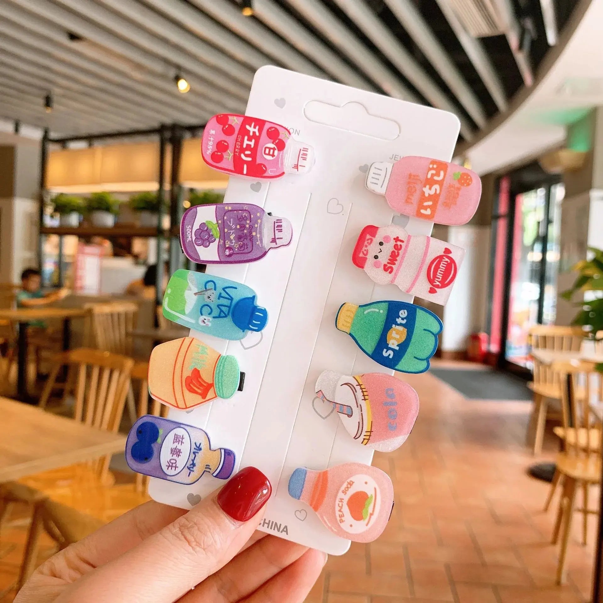 10PCS/Set New Girls Cute Cartoon Animals Drink Hairpins Kids Lovely Hair Decorate Barrettes Hair Clips Fashion Hair Accessories Shopbizz Wholesale