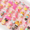 10pcs Children's Cartoon Rings Candy Fruit Flower Animal Mix Multicolor Finger Jewelry Rings Kids Girls Gift Shopbizz Wholesale
