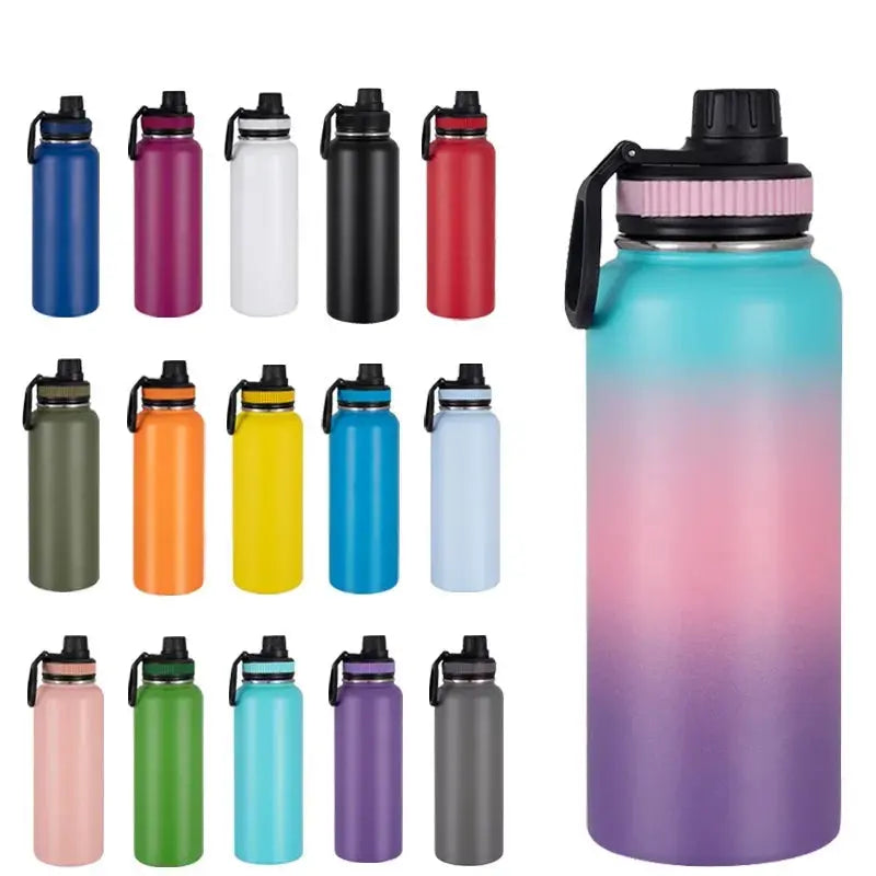 Large 1 Pcs Sports Stainless Steel Water Bottle – Double Wall Insulated Thermos Flask (Vacuum-Sealed) - Shopbizz Wholesale