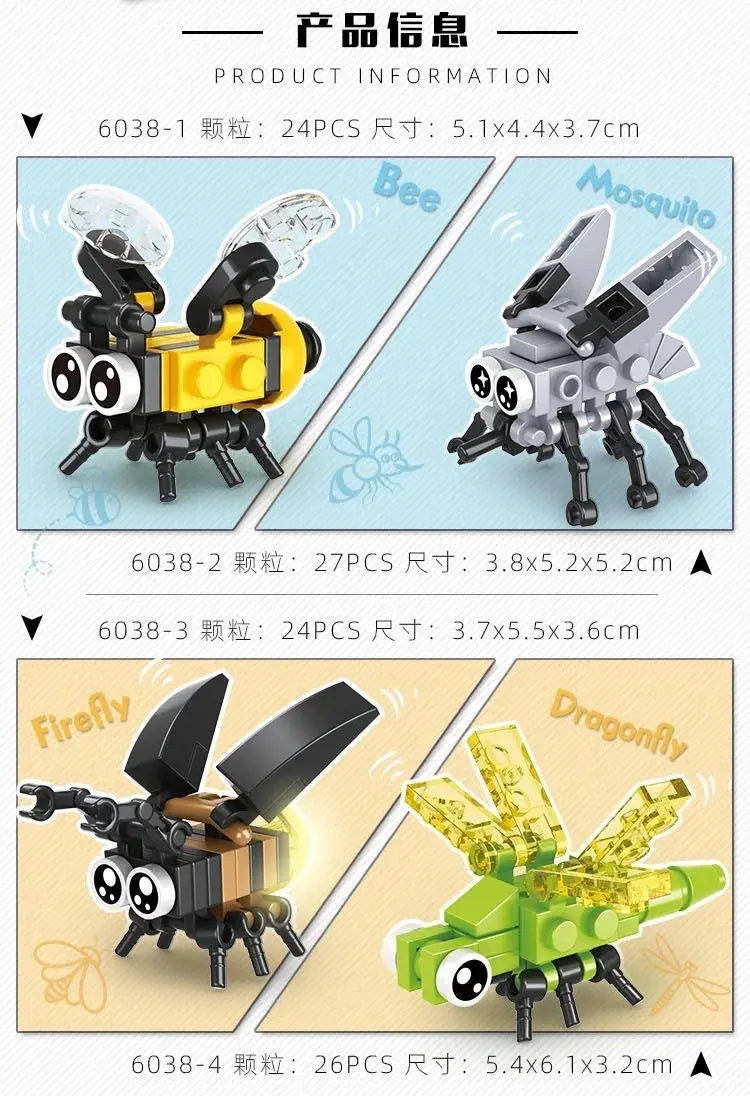 Creative Expert Mini Insects Animal Model Building Block Butterfly Bricks Model Educationa10 in 1 Kit Toy Birthday Gift for Kids Shopbizz Wholesale