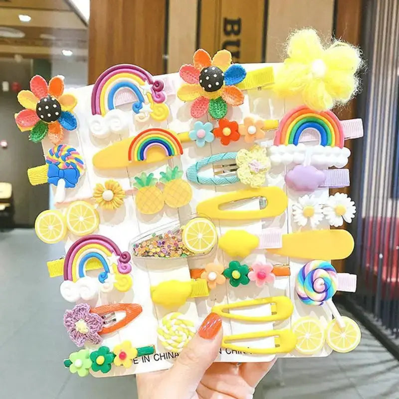 🎀 28PCS/14PCS Cute Hair Accessories Set – Cartoon, Flower & Fruit Hair Clips for Girls 🍓🌸 Shopbizz Wholesale