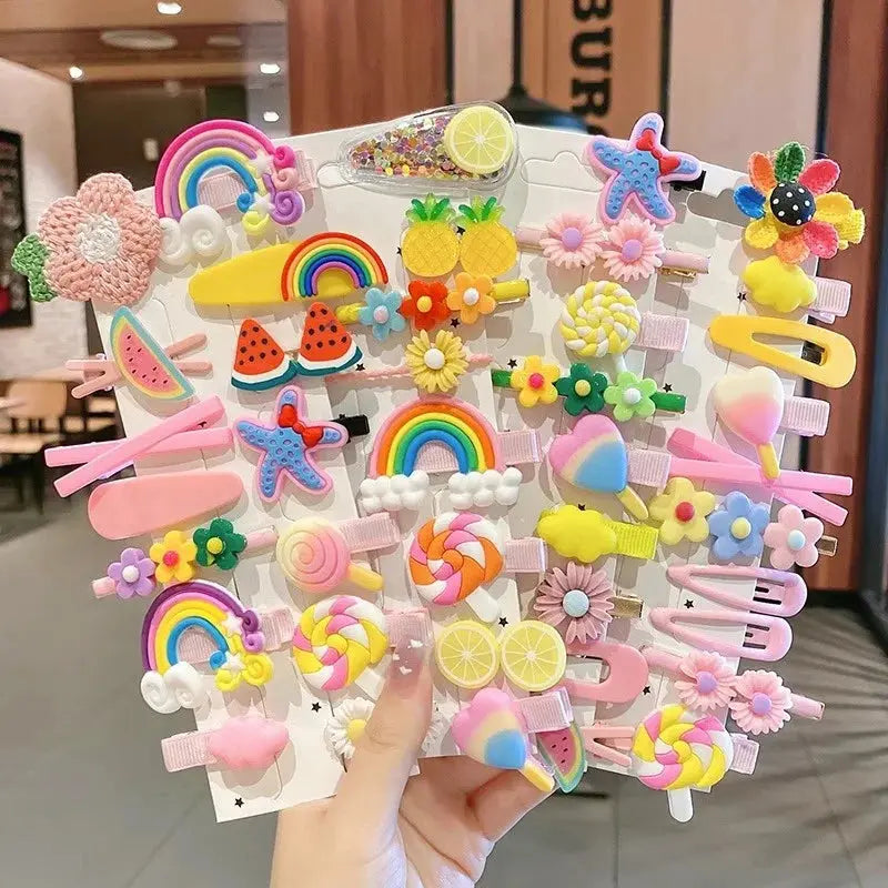14PCS Girls Sweet Hair Clip Rainbow Fruit Lovely Hair Accessories Headwear Hairpins Cute Cartoon Hair Bands Headdress Barrettes Shopbizz Wholesale
