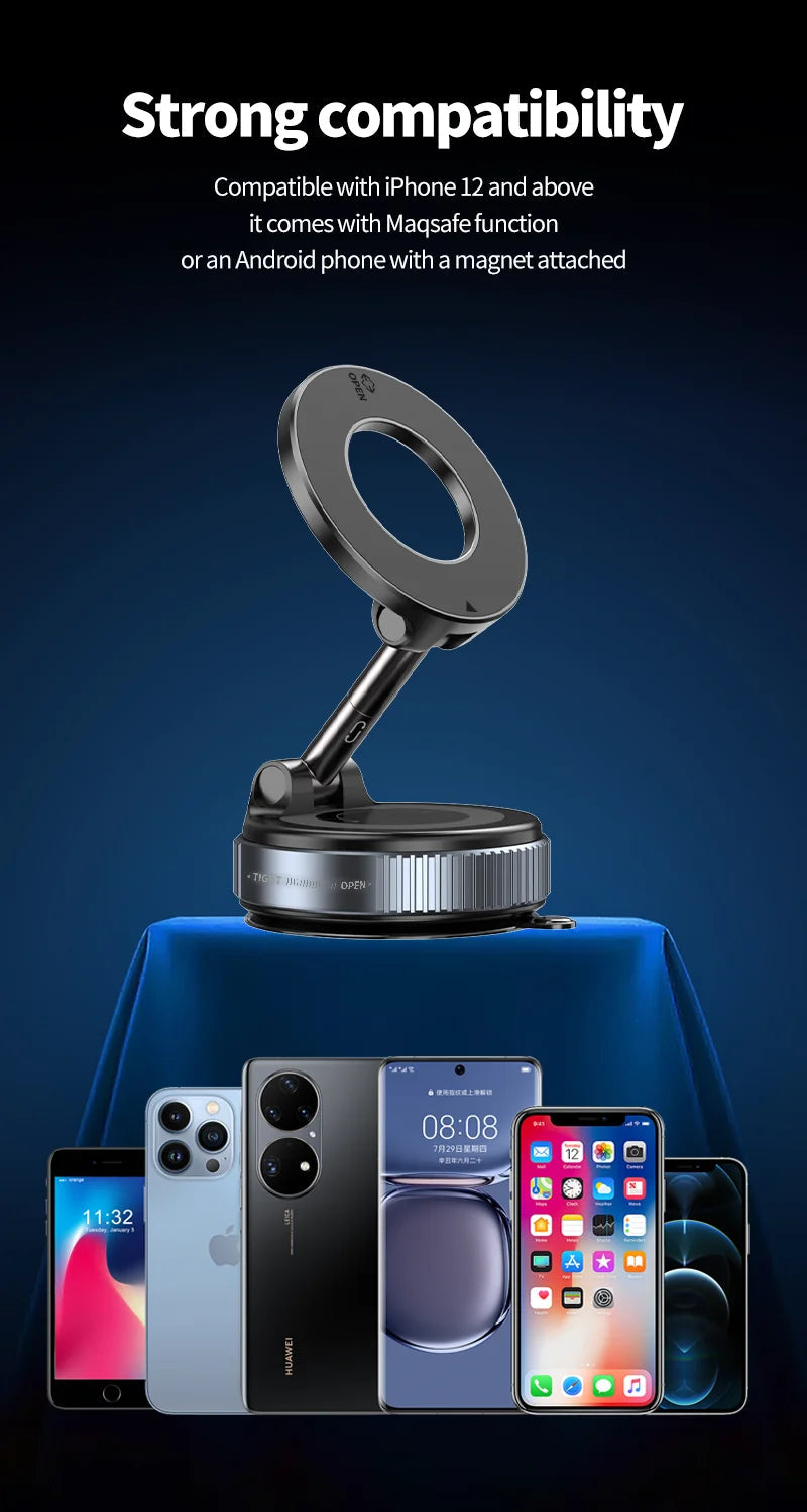 Folding Strong Magnet Magnetic Phone Holder 360° Rotation Desk Car Vacuum Suction Windshield Dashboard Mobile Holder 2025 Shopbizz Wholesale