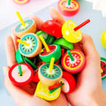 Kids Party Favors 10Pcs Wooden Fruit Spinner Baby Shower Birthday Souvenirs Christmas Kindergarten Boys Girls Gift Reward Pinata Shopbizz Wholesale