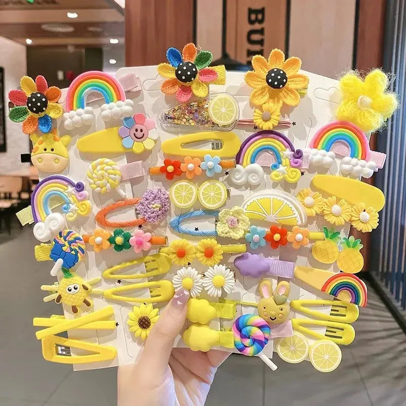 14PCS Girls Sweet Hair Clip Rainbow Fruit Lovely Hair Accessories Headwear Hairpins Cute Cartoon Hair Bands Headdress Barrettes Shopbizz Wholesale