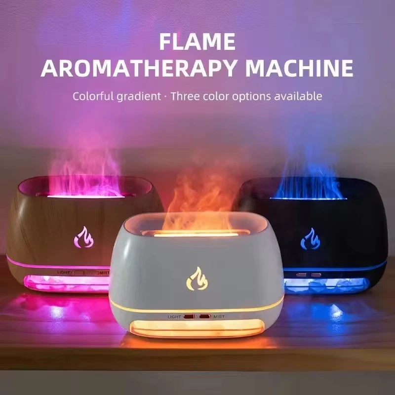 New  Crystal Salt Stone Aroma Air Humidifiers 3D Flame Fire Colorful Night Light Aromatherapy Essential Oil Diffuser