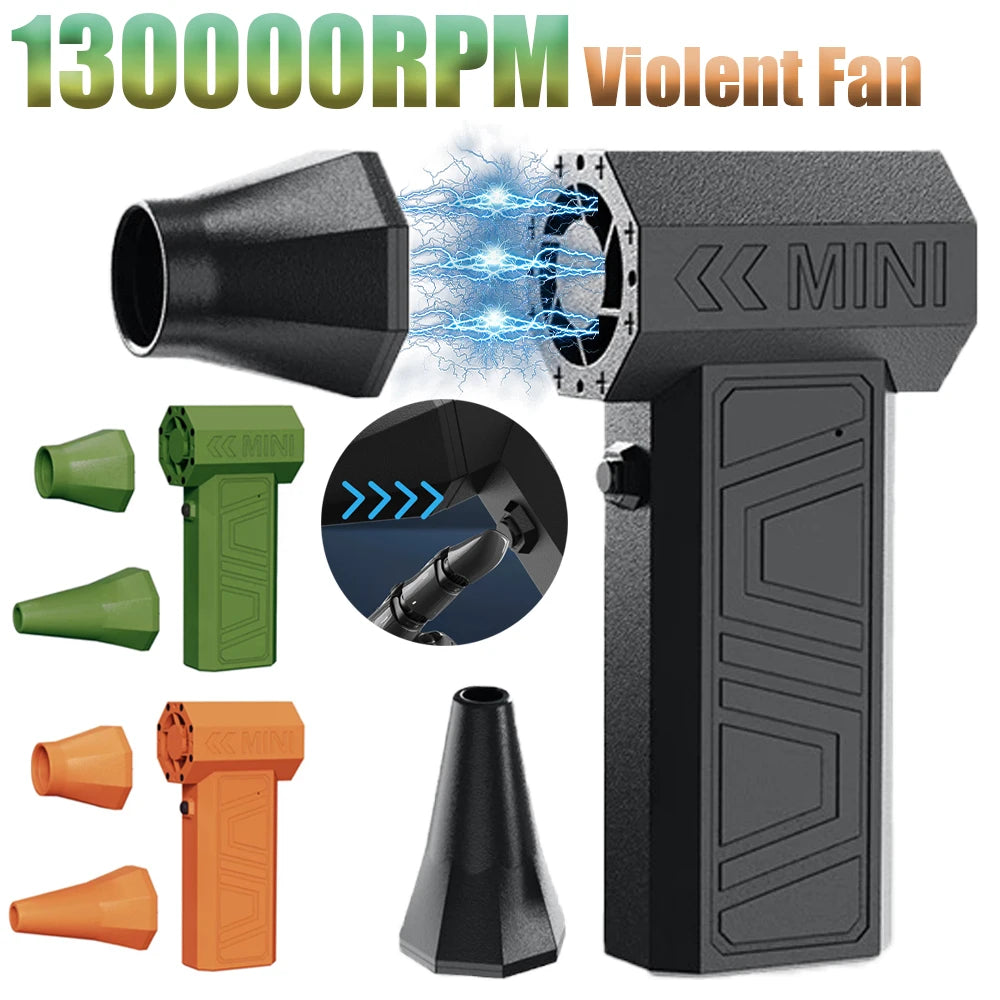 Powerful Air Blower Turbo Violent Fan with 2 Magnetic Nozzles 41m/s Handheld Turbo Jet Fan Car Dryer Brushless Motor