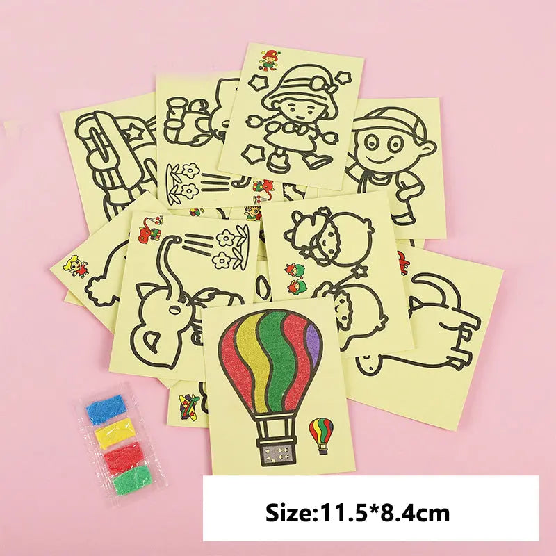 12Pcs Drawing Toys Sand Painting Pictures DIY Crafts Education Toy for Kids Birthday Baby Shower Party Favors Treat Bag Fillers Shopbizz Wholesale