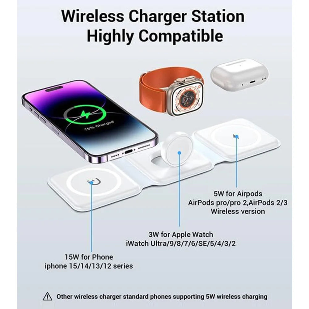 TOZRY FlexCharge™ – 3-in-1 Foldable Wireless Charger