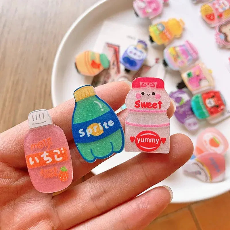 10PCS/Set New Girls Cute Cartoon Animals Drink Hairpins Kids Lovely Hair Decorate Barrettes Hair Clips Fashion Hair Accessories Shopbizz Wholesale