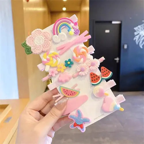 14PCS Girls Sweet Hair Clip Rainbow Fruit Lovely Hair Accessories Headwear Hairpins Cute Cartoon Hair Bands Headdress Barrettes Shopbizz Wholesale