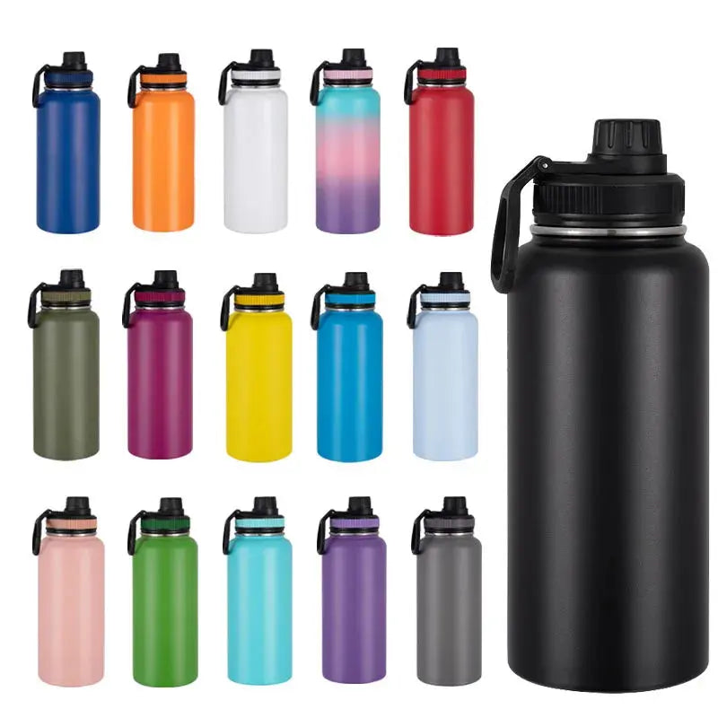 Large 1 Pcs Sports Stainless Steel Water Bottle – Double Wall Insulated Thermos Flask (Vacuum-Sealed) - Shopbizz Wholesale