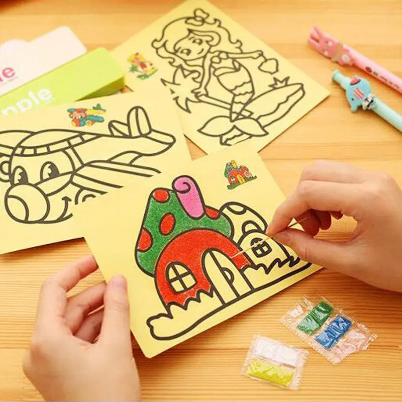 12Pcs Drawing Toys Sand Painting Pictures DIY Crafts Education Toy for Kids Birthday Baby Shower Party Favors Treat Bag Fillers Shopbizz Wholesale
