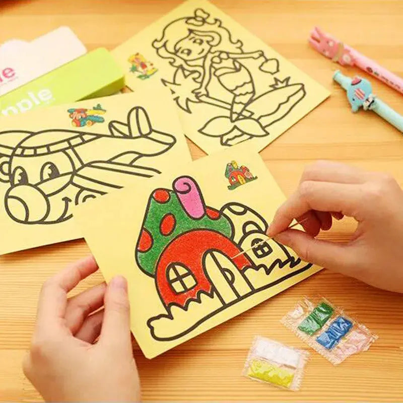 12Pcs Drawing Toys Sand Painting Pictures DIY Crafts Education Toy for Kids Birthday Baby Shower Party Favors Treat Bag Fillers Shopbizz Wholesale