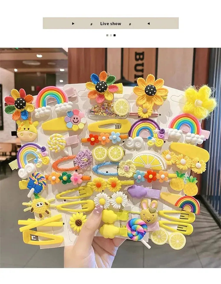 14PCS Girls Sweet Hair Clip Rainbow Fruit Lovely Hair Accessories Headwear Hairpins Cute Cartoon Hair Bands Headdress Barrettes Shopbizz Wholesale
