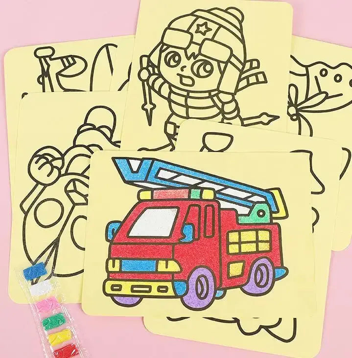 12Pcs Drawing Toys Sand Painting Pictures DIY Crafts Education Toy for Kids Birthday Baby Shower Party Favors Treat Bag Fillers Shopbizz Wholesale