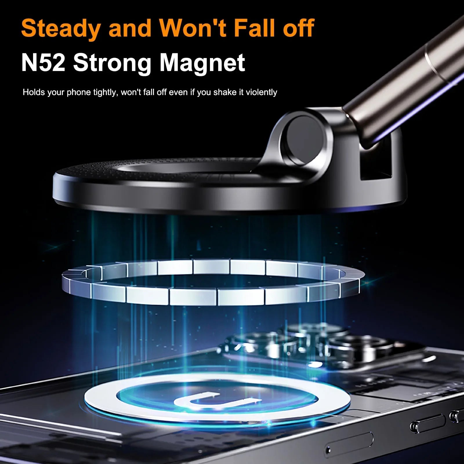 Folding Strong Magnet Magnetic Phone Holder 360° Rotation Desk Car Vacuum Suction Windshield Dashboard Mobile Holder 2025 Shopbizz Wholesale