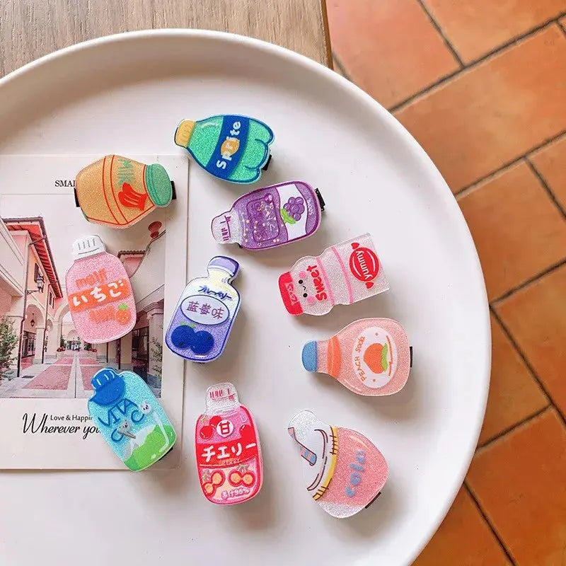 10PCS/Set New Girls Cute Cartoon Animals Drink Hairpins Kids Lovely Hair Decorate Barrettes Hair Clips Fashion Hair Accessories Shopbizz Wholesale